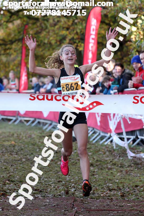Girls under-15s National Cross Country Relay, Berry Hill Park, Mansfield. Photo:  David T. Hewitson/Sports for All Pics